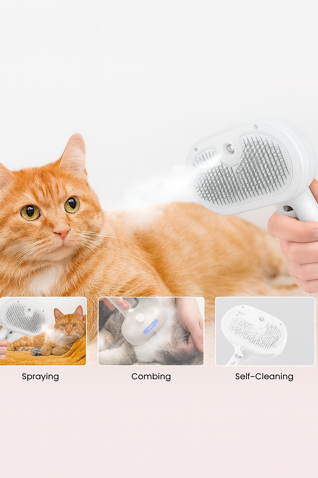 PuffSnuggle Pet Grooming Steam Brush