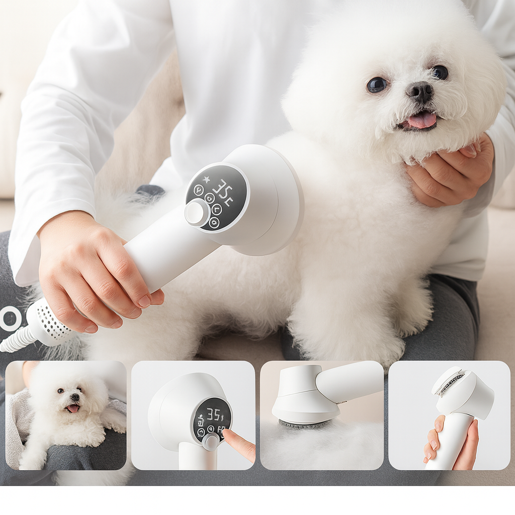FluffBreeze Pet Hair Dryer & Grooming Brush